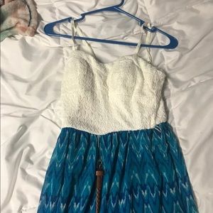 White and blue maxi dress